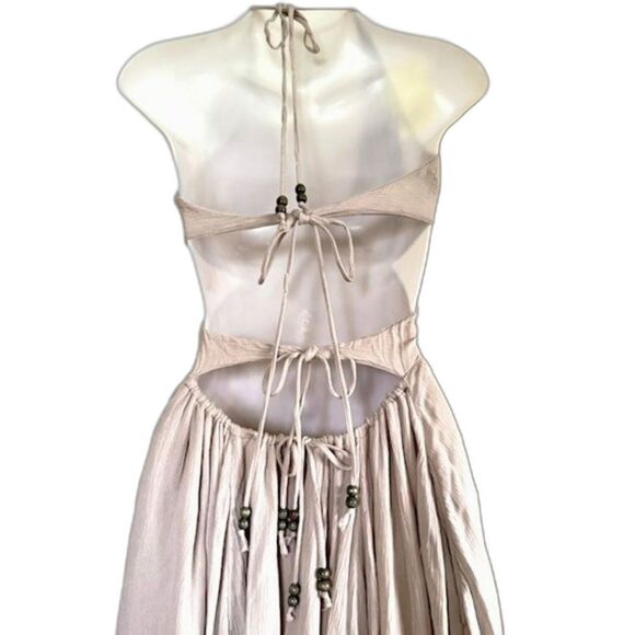 FREE PEOPLE LILLIE ENDLESS SUMMER GAUZY MINI BEACH HALTER DRESS SIZE L FESTIVAL - Picture 13 of 14